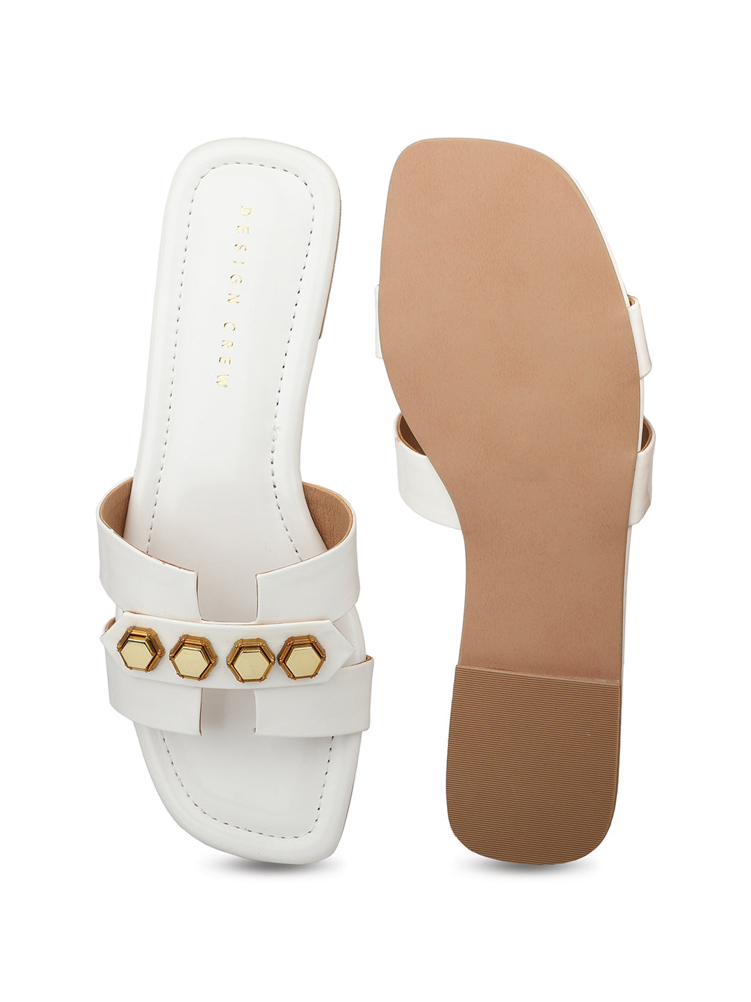 Classic H Syle Slide Sandal With Metal Trims