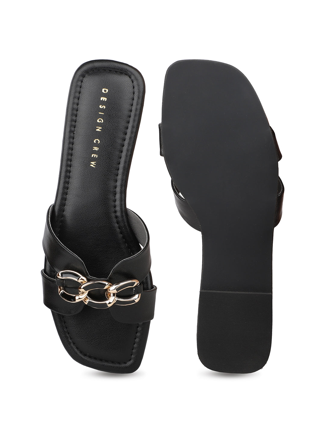 Classic H Syle Slide Sandal With Chain Detail
