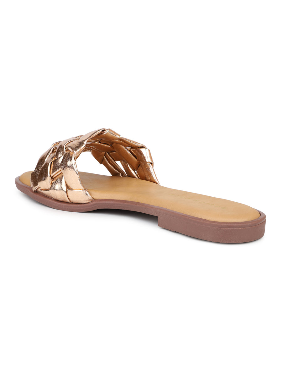 Braided Metallic Sandal on a Moulded Outsole