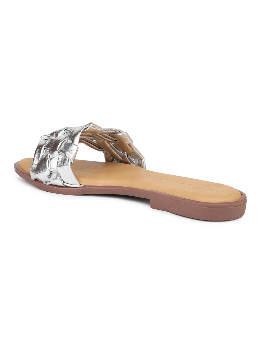 Braided Metallic Sandal on a Moulded Outsole