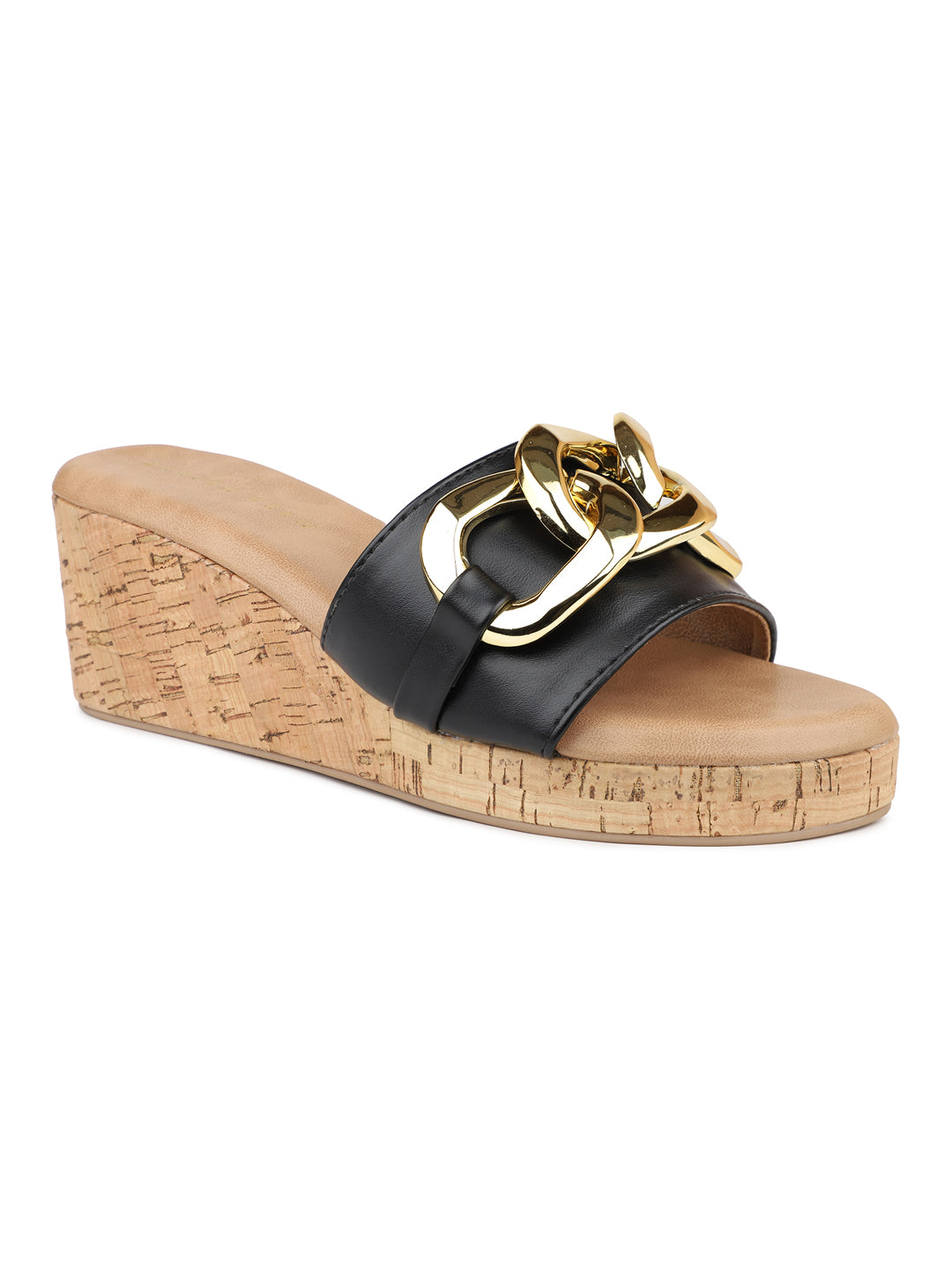 Cork Covered Platform with Oversized Chain Emblishment