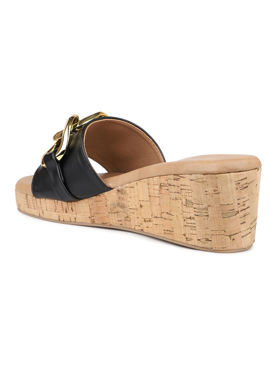 Cork Covered Platform with Oversized Chain Emblishment