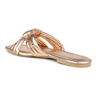 Double Knotted metallic Slide Sandal