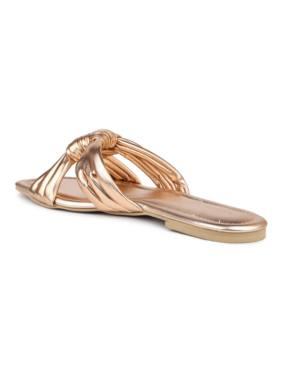 Double Knotted metallic Slide Sandal