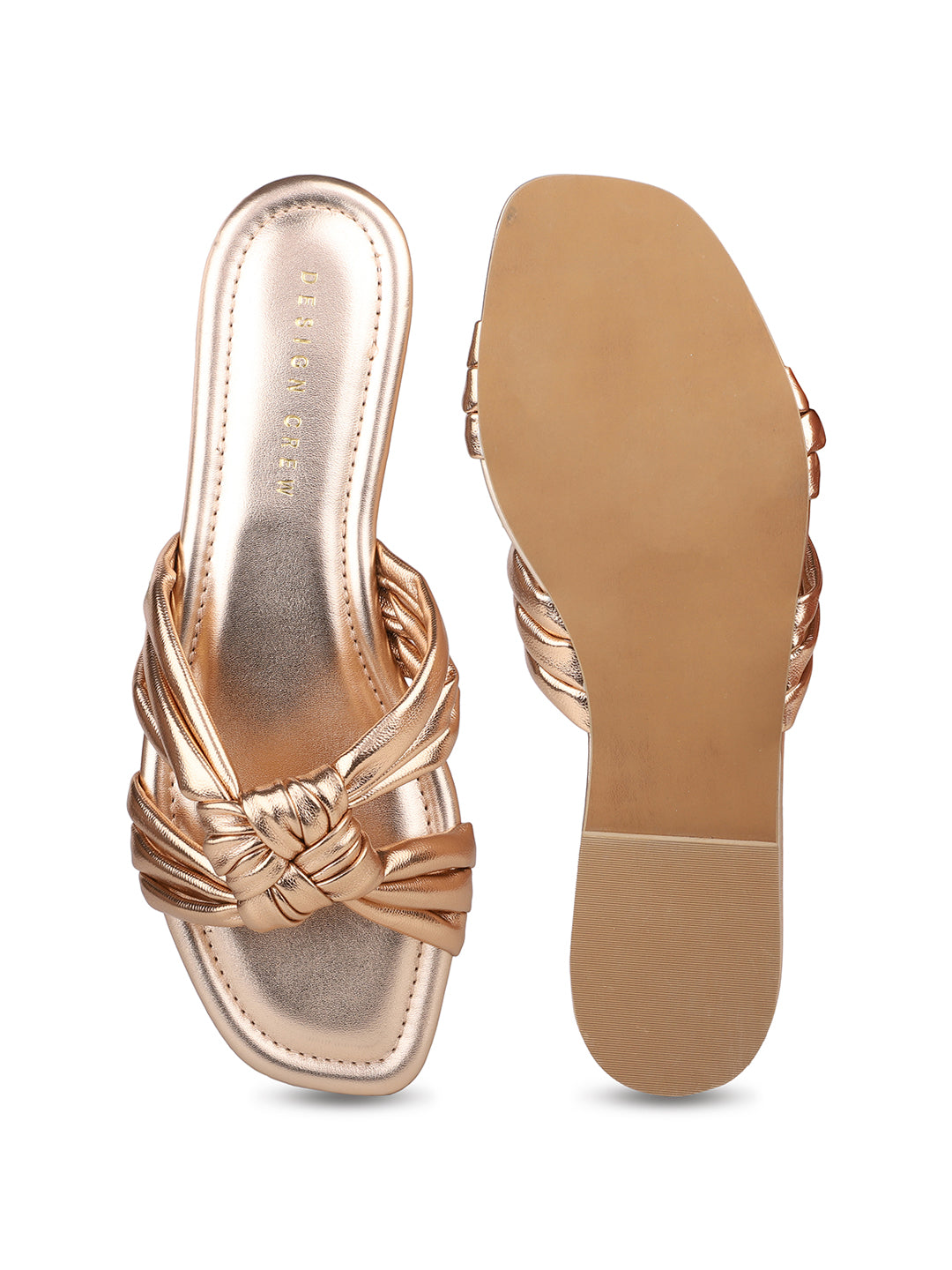 Double Knotted metallic Slide Sandal