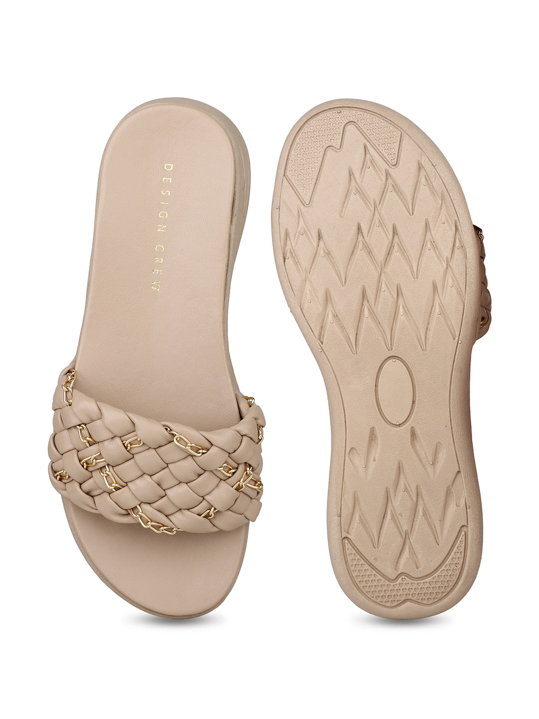 Braided Comfort Slides With Chain Details