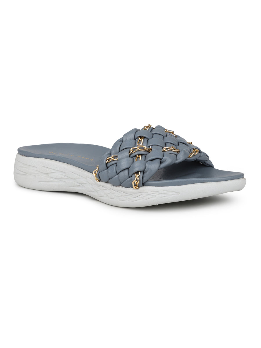 Braided Comfort Slides With Chain Details