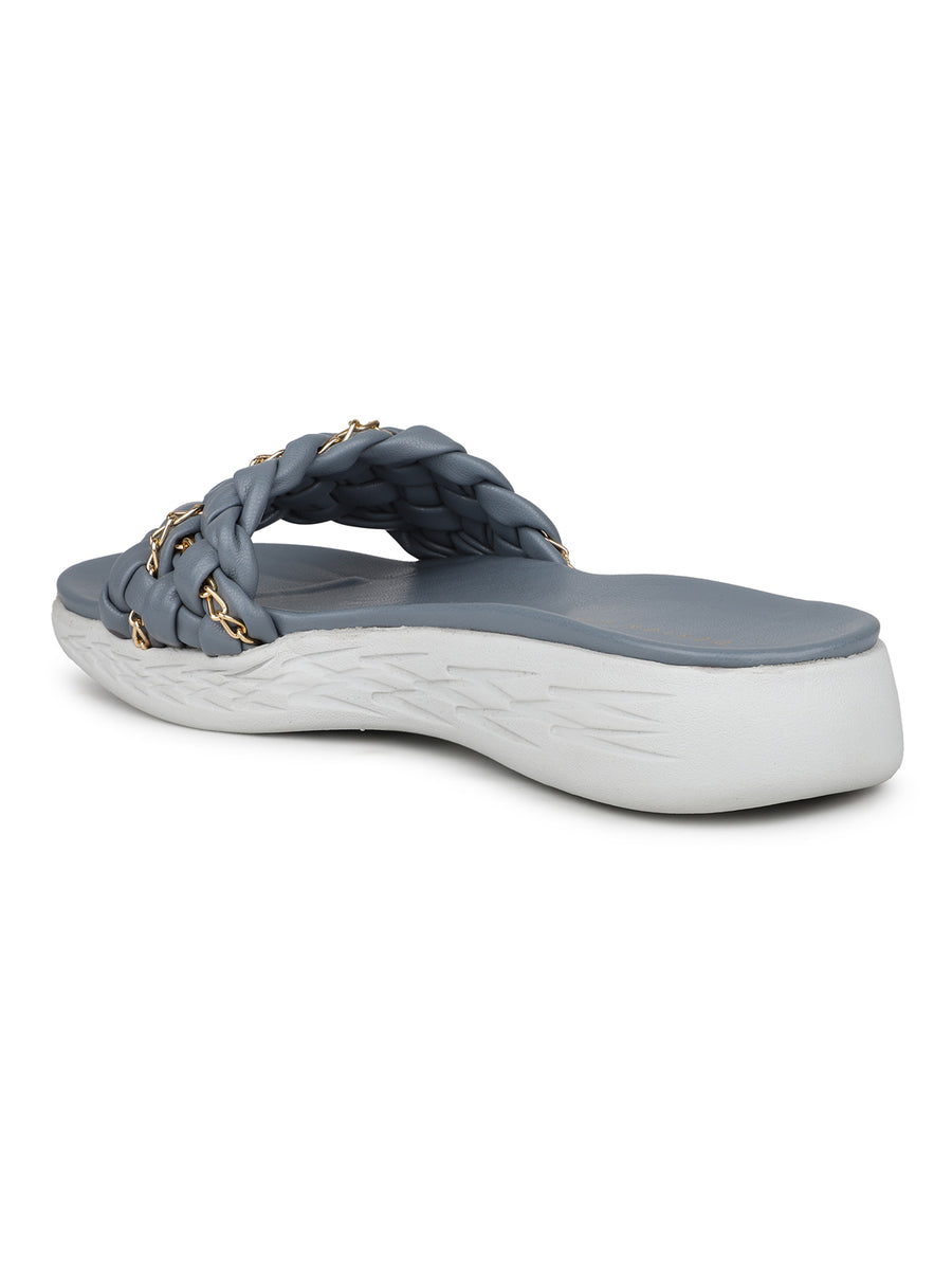 Braided Comfort Slides With Chain Details