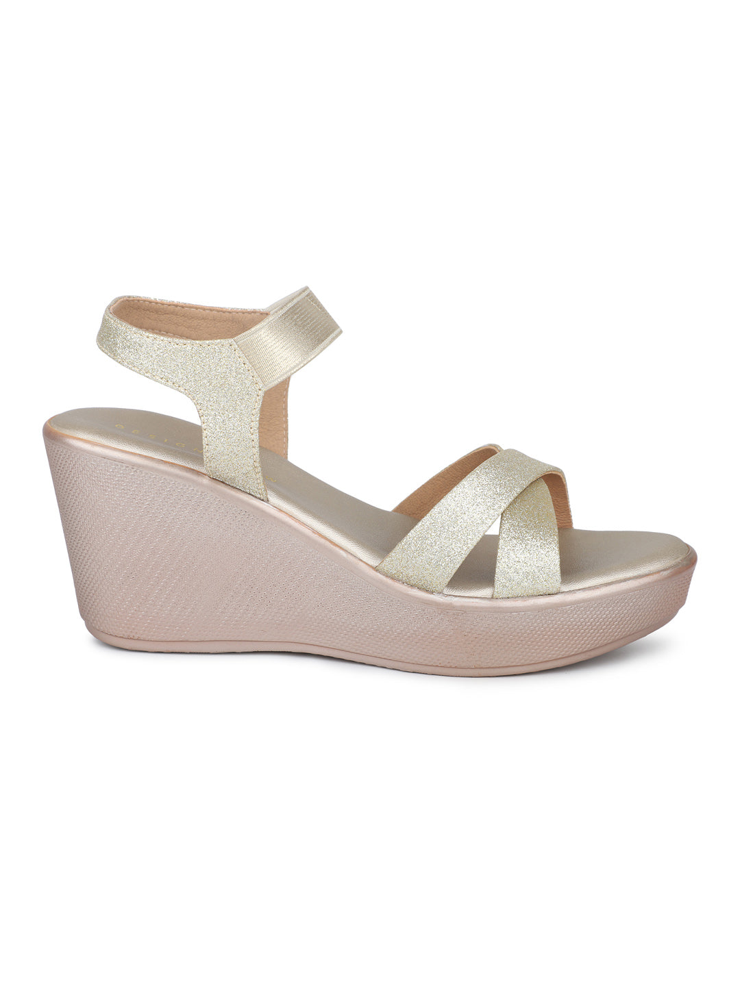 Glittery Platform Sandal With Elastic Strap