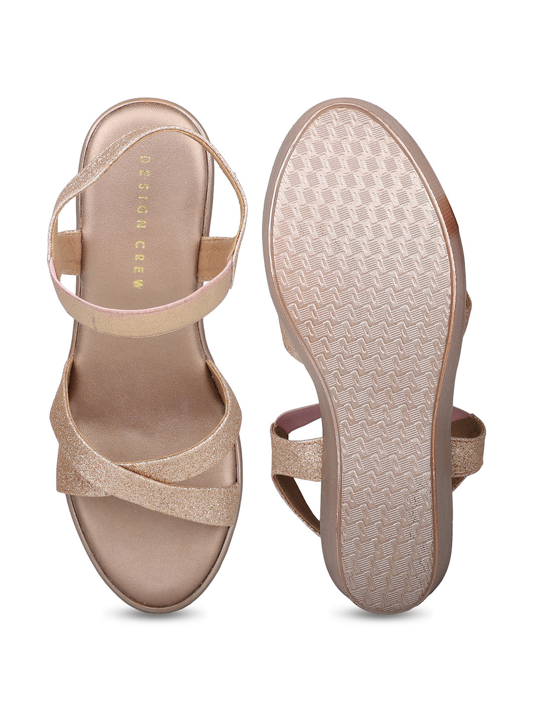 Glittery Platform Sandal With Elastic Strap