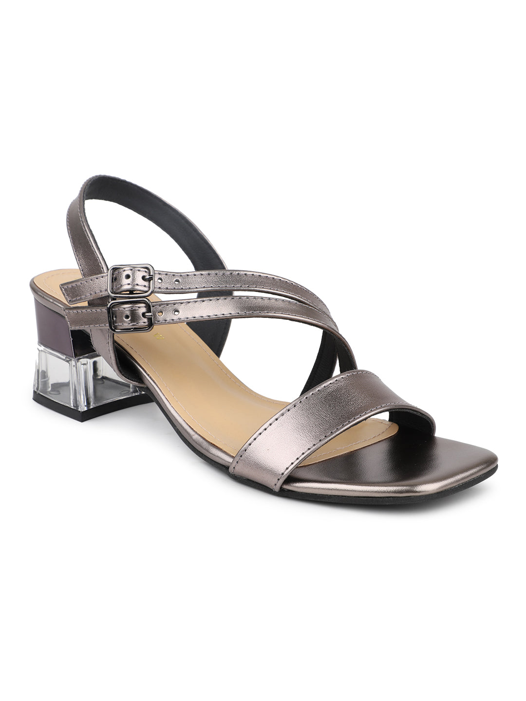 Modern Ankle Strap Sandal With Acraylic Heel