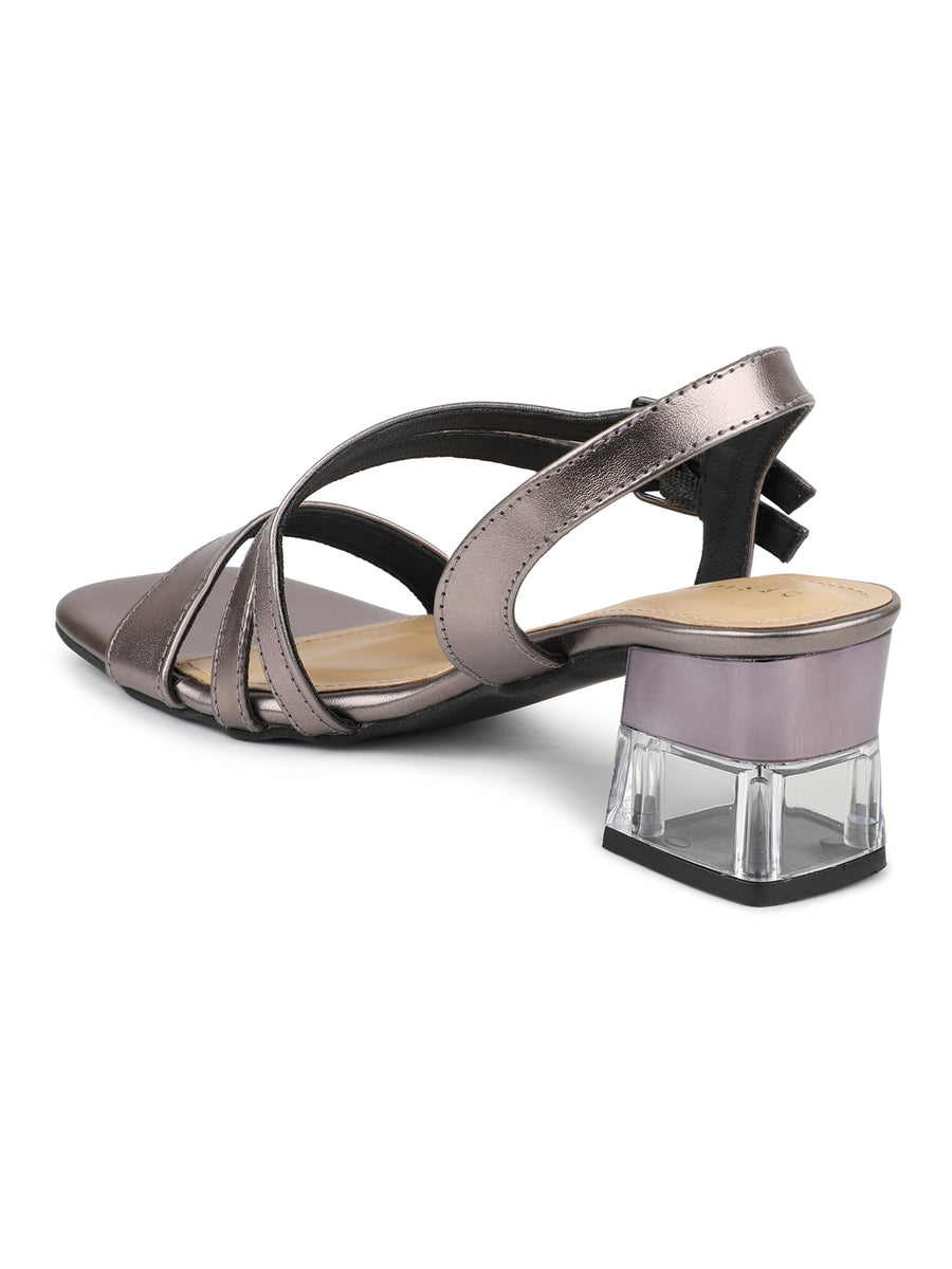 Modern Ankle Strap Sandal With Acraylic Heel