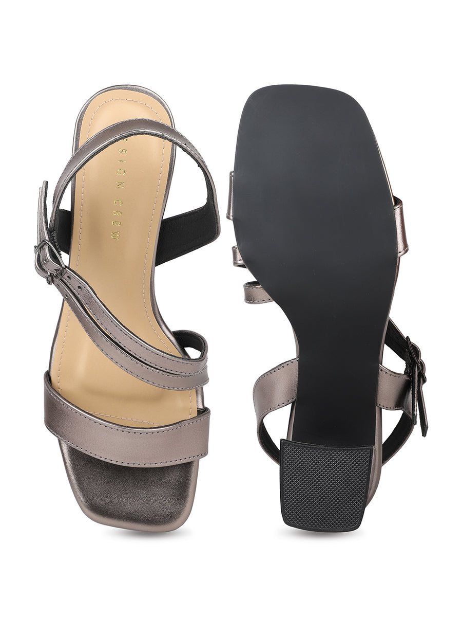 Modern Ankle Strap Sandal With Acraylic Heel