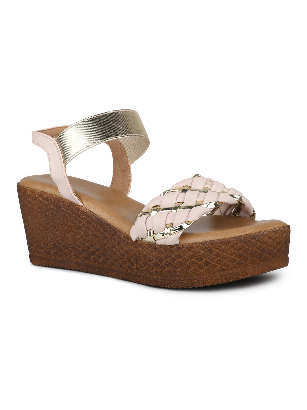 Classic Braided Sandal With Elastic Strap on a Platform sole