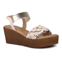 Classic Braided Sandal With Elastic Strap on a Platform sole