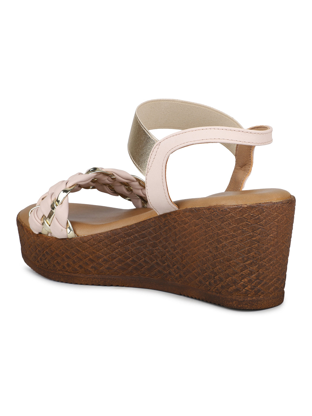 Classic Braided Sandal With Elastic Strap on a Platform sole