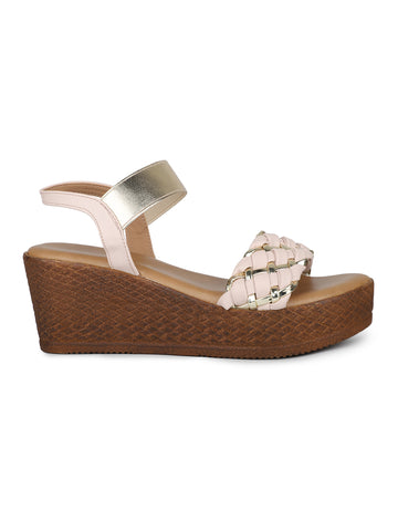 Classic Braided Sandal With Elastic Strap on a Platform sole