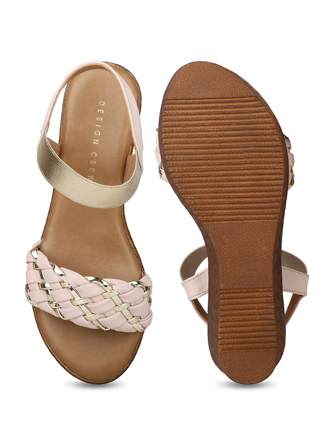 Classic Braided Sandal With Elastic Strap on a Platform sole