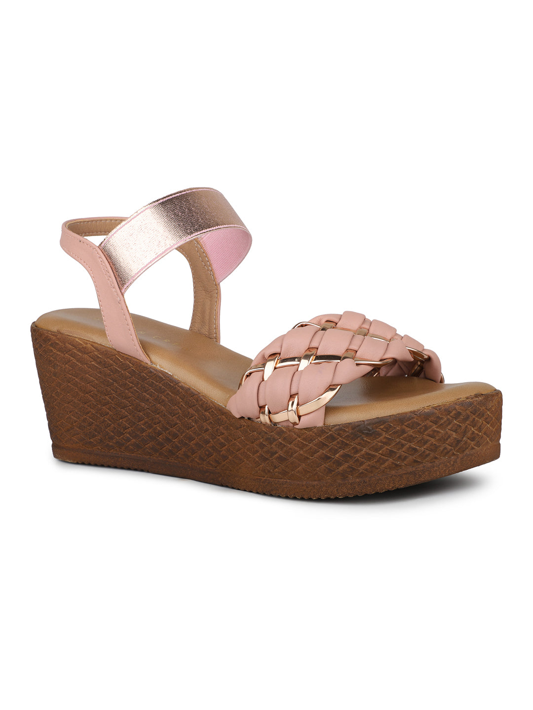 Classic Braided Sandal With Elastic Strap on a Platform sole