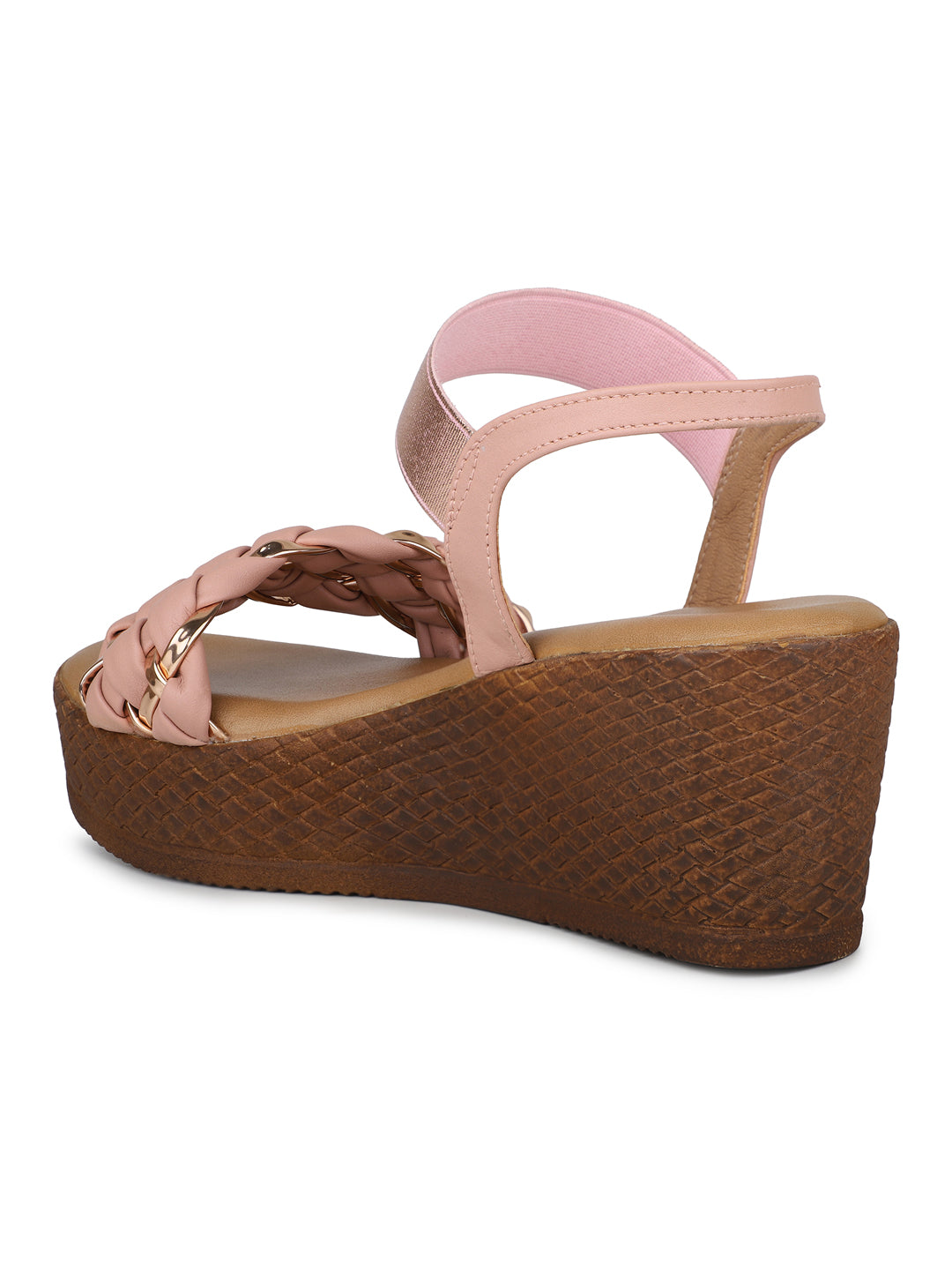 Classic Braided Sandal With Elastic Strap on a Platform sole