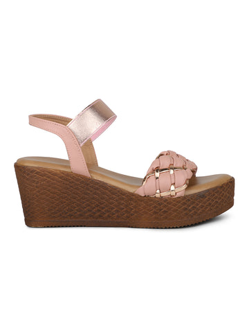 Classic Braided Sandal With Elastic Strap on a Platform sole