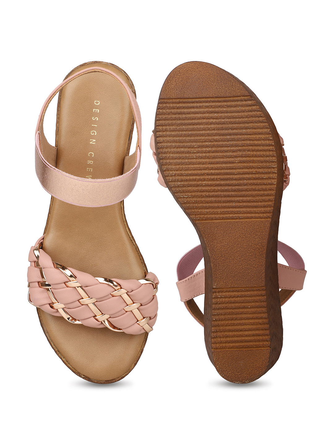 Classic Braided Sandal With Elastic Strap on a Platform sole