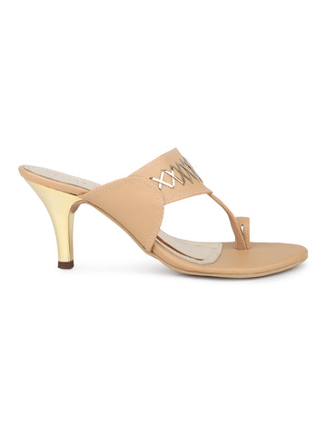 Kitten Heel Kolhapuri Sandal with Stylish Toe Ring Accent