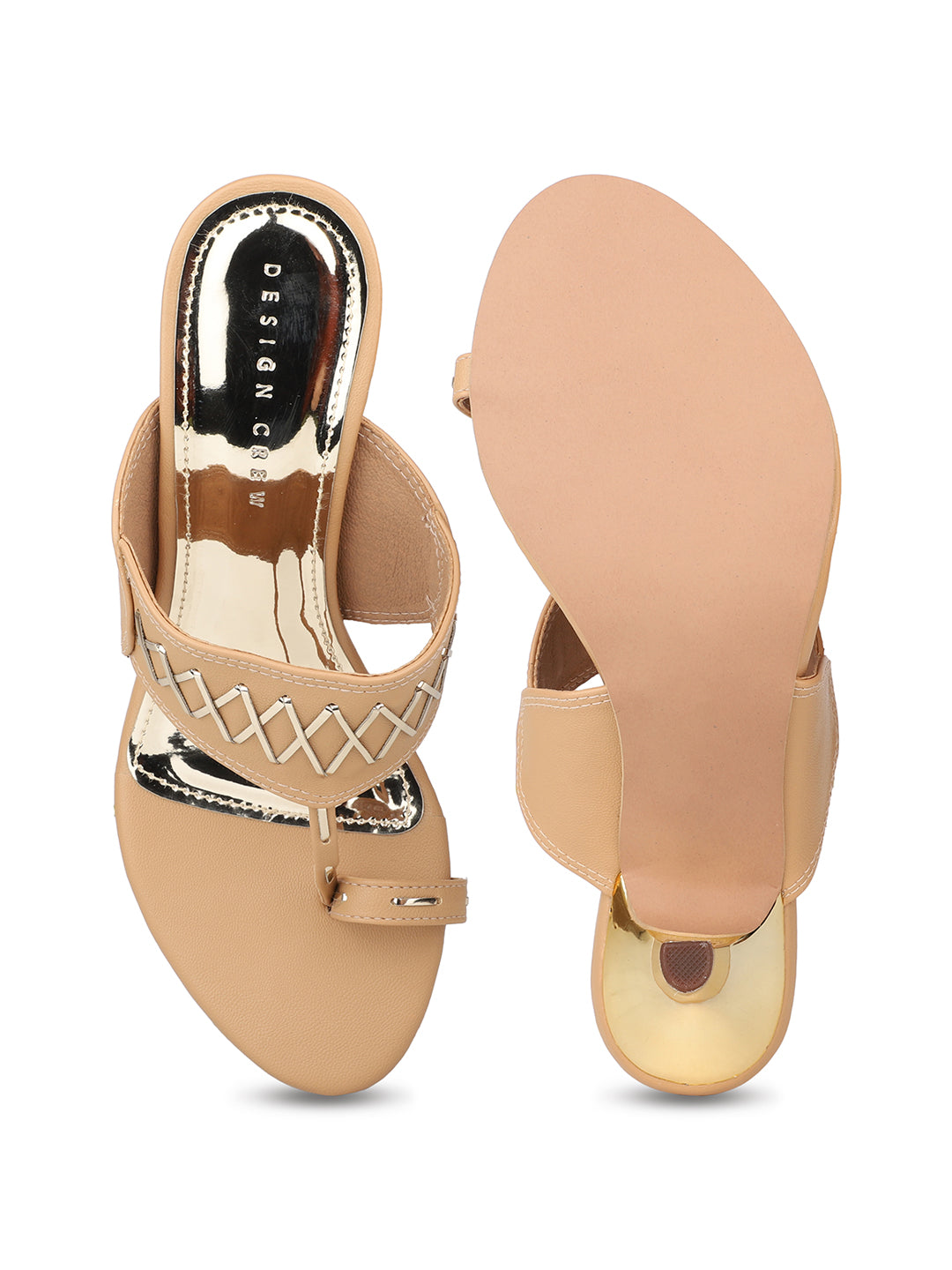 Kitten Heel Kolhapuri Sandal with Stylish Toe Ring Accent