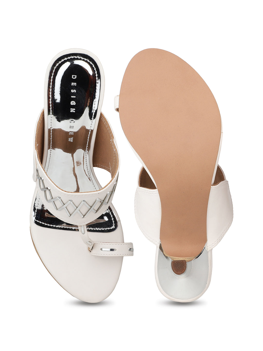 Kitten Heel Kolhapuri Sandal with Stylish Toe Ring Accent