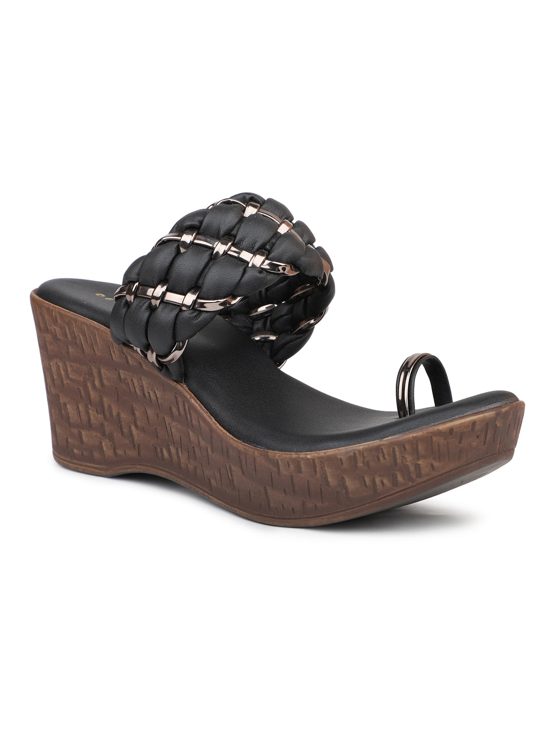 Braided Platform Sandal with Toe Ring