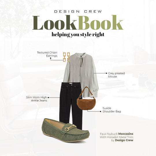 Faux Nubuck Moccasins With Horsebit Metal Trim
