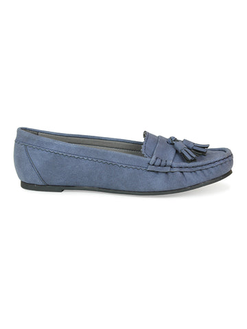 Faux Nubuck Mocassins With Tassels