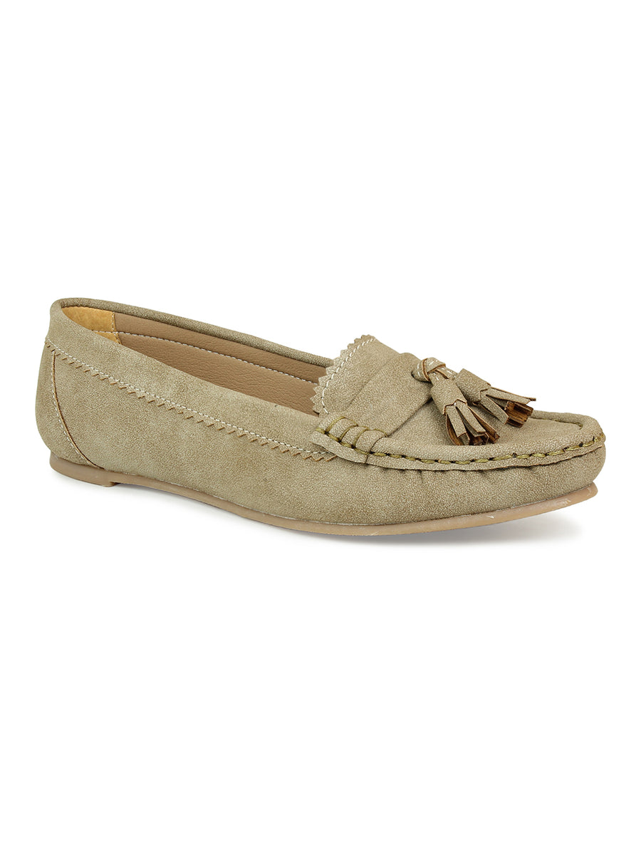Faux Nubuck Mocassins With Tassels