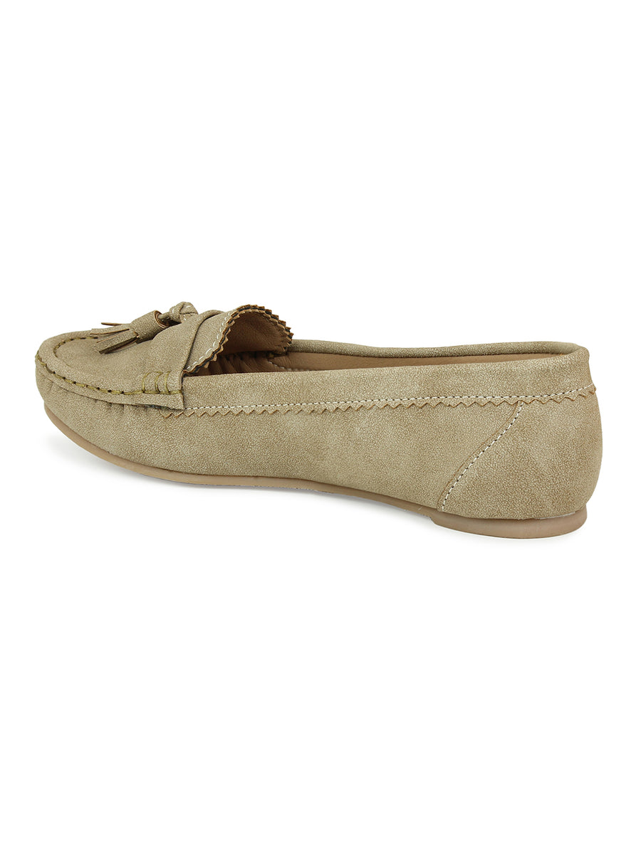 Faux Nubuck Mocassins With Tassels