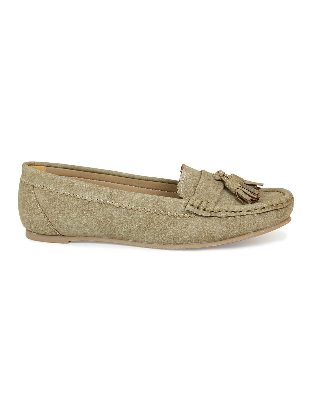 Faux Nubuck Mocassins With Tassels