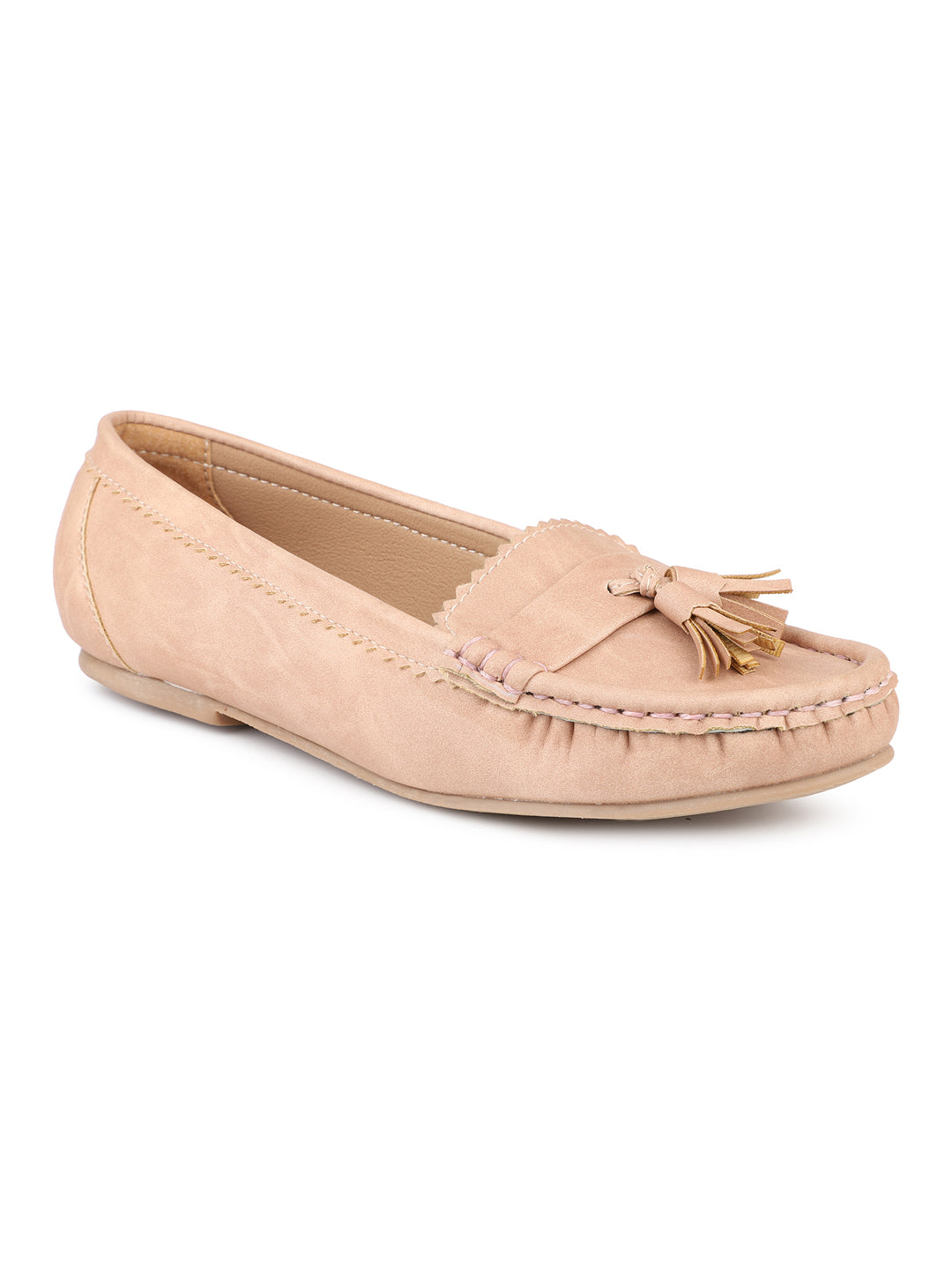 Faux Nubuck Mocassins With Tassels