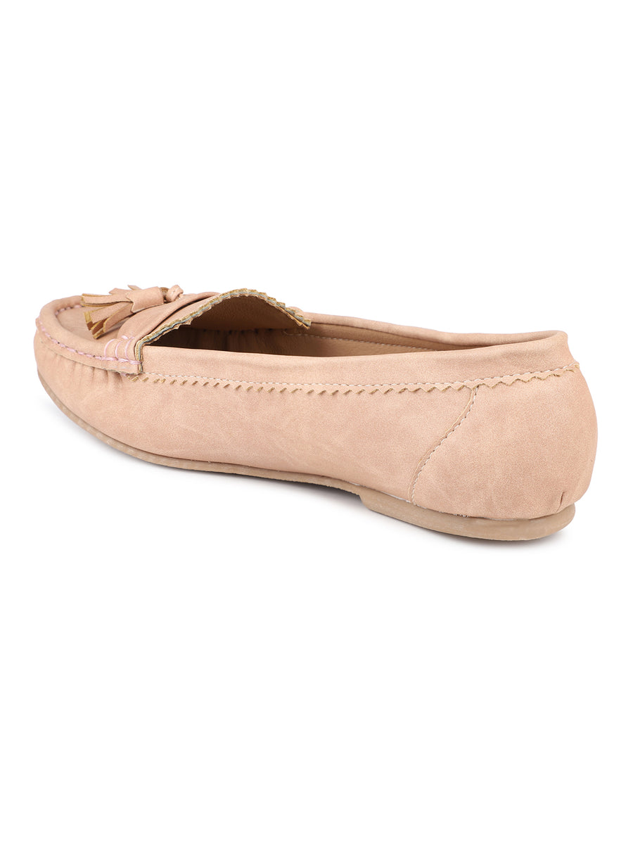 Faux Nubuck Mocassins With Tassels