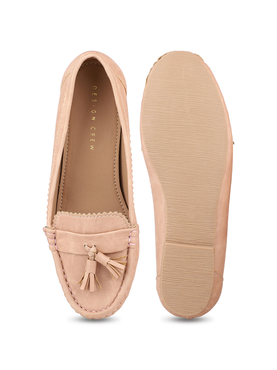 Faux Nubuck Mocassins With Tassels