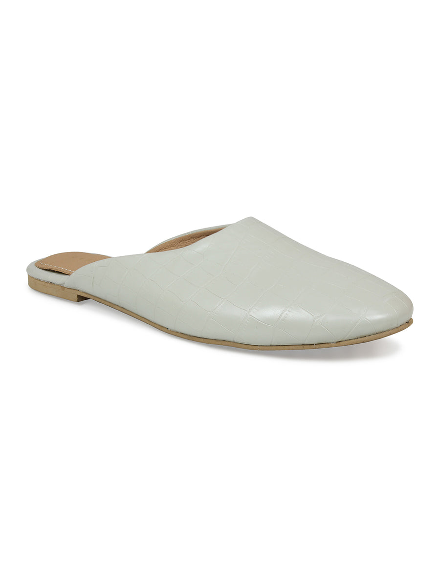 Crocodile Printed Pointed Toe Mule