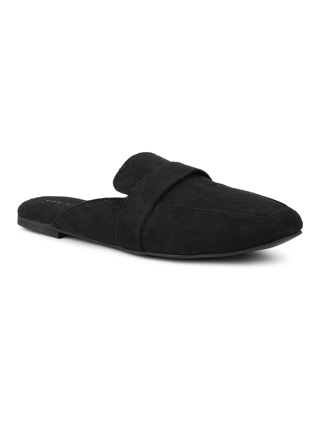 Faux Nubuck Mules With Saddle Strap