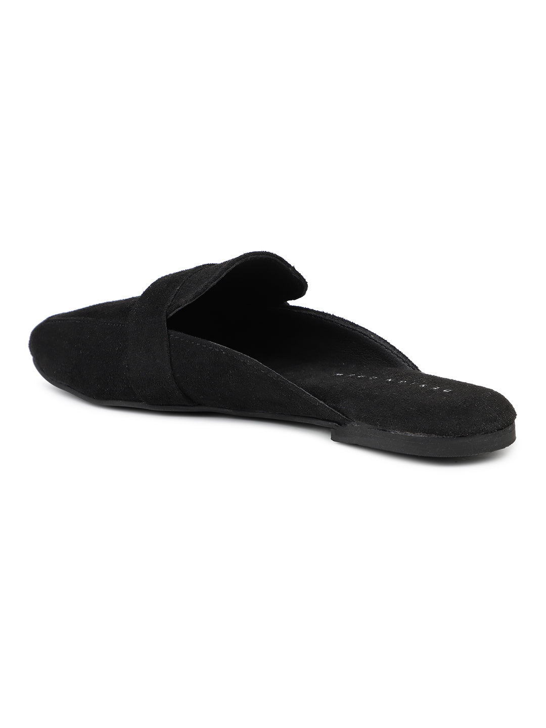 Faux Nubuck Mules With Saddle Strap