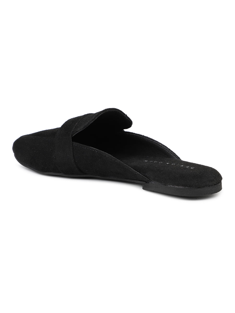 Faux Nubuck Mules With Saddle Strap