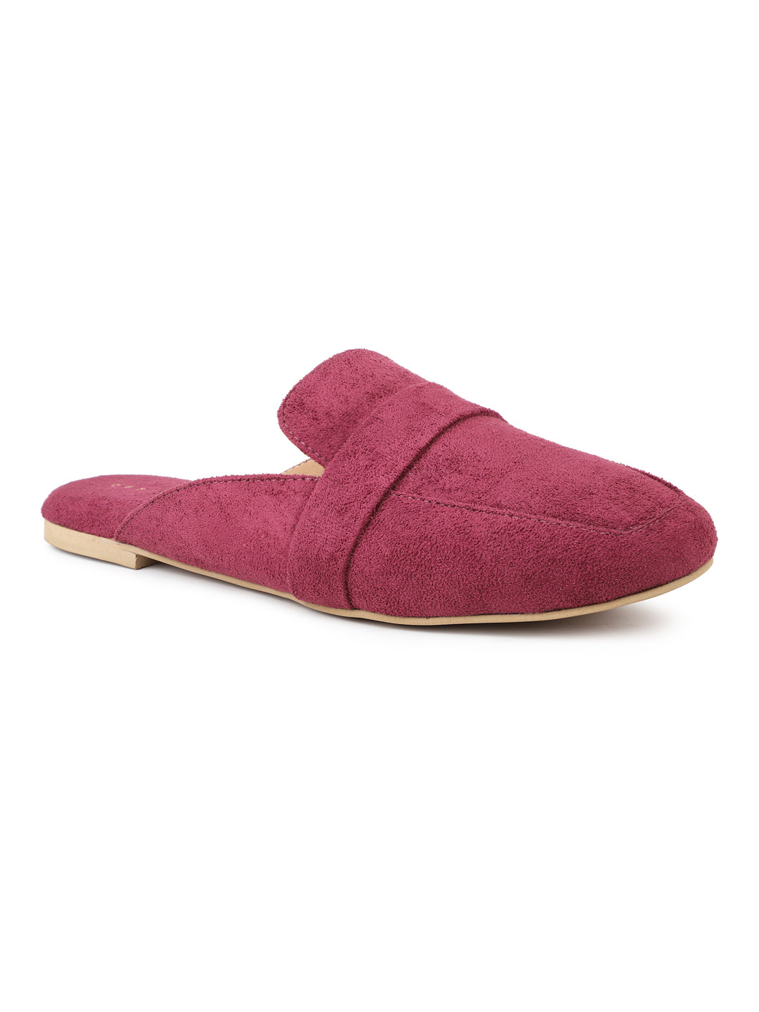 Faux Nubuck Mules With Saddle Strap
