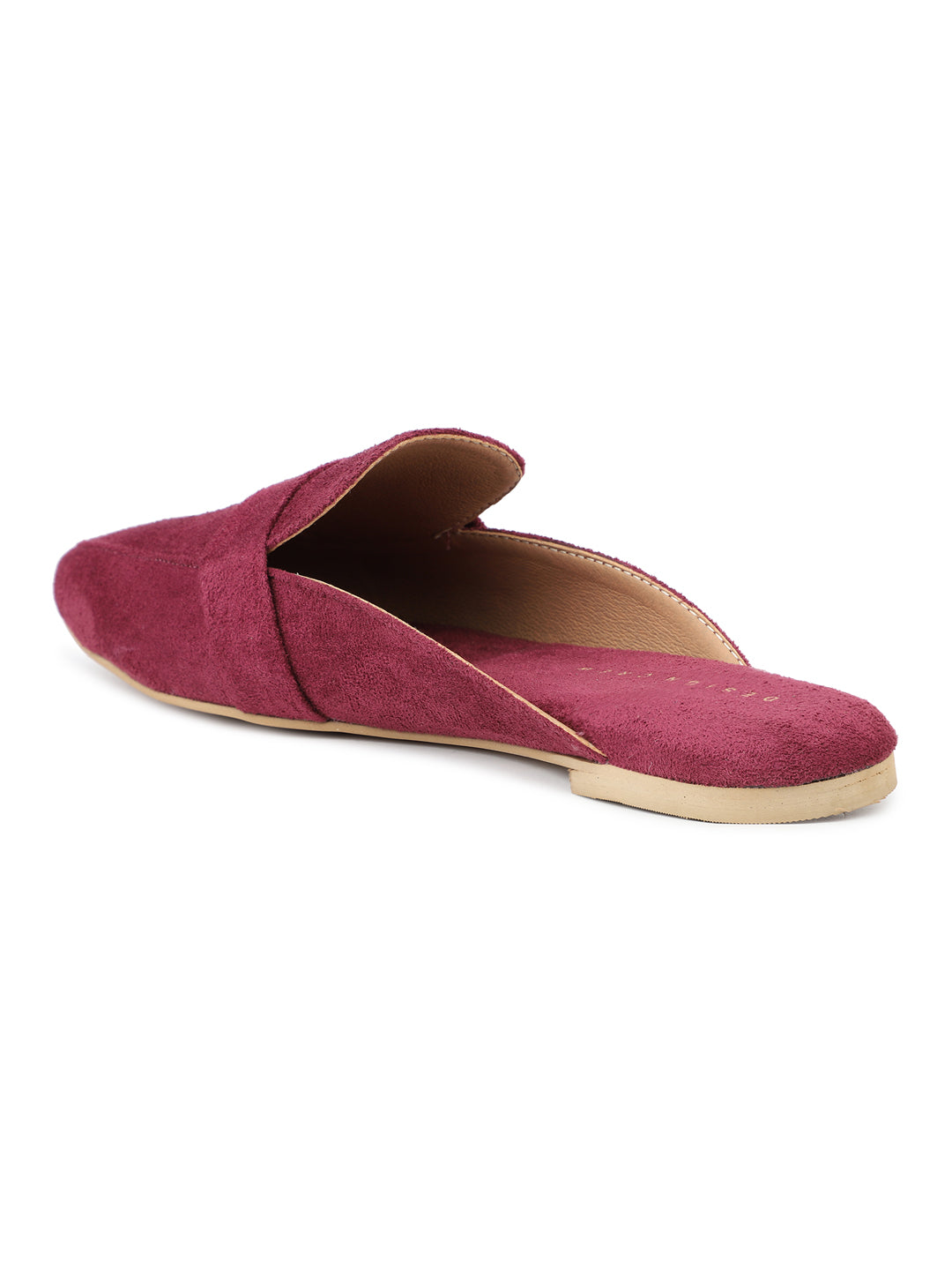 Faux Nubuck Mules With Saddle Strap