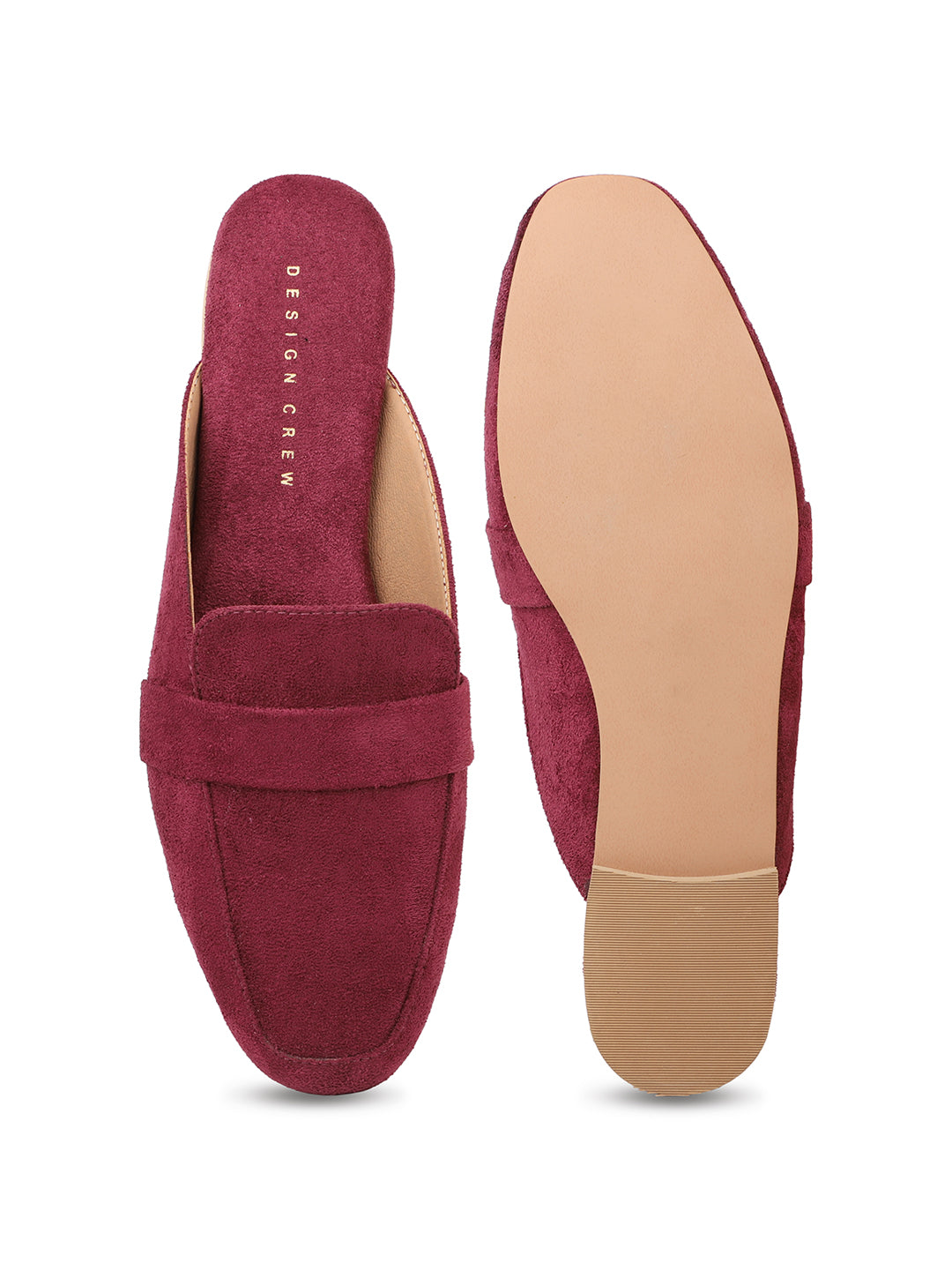 Faux Nubuck Mules With Saddle Strap