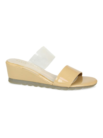 Translucent Strap Wedge Slide Sandal