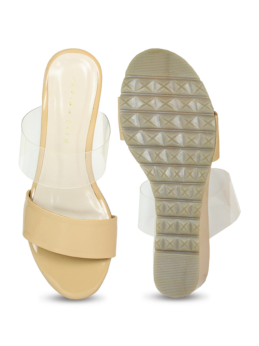 Translucent Strap Wedge Slide Sandal