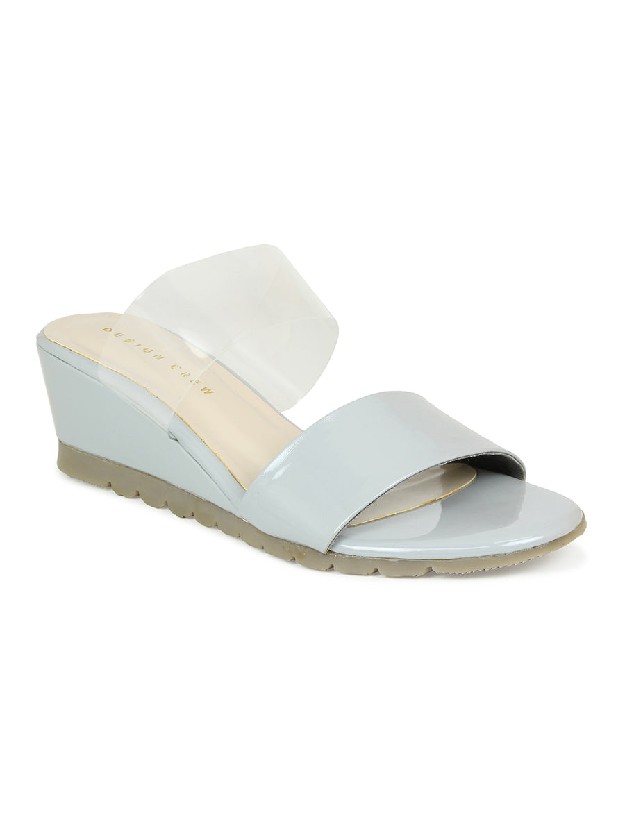 Translucent Strap Wedge Slide Sandal