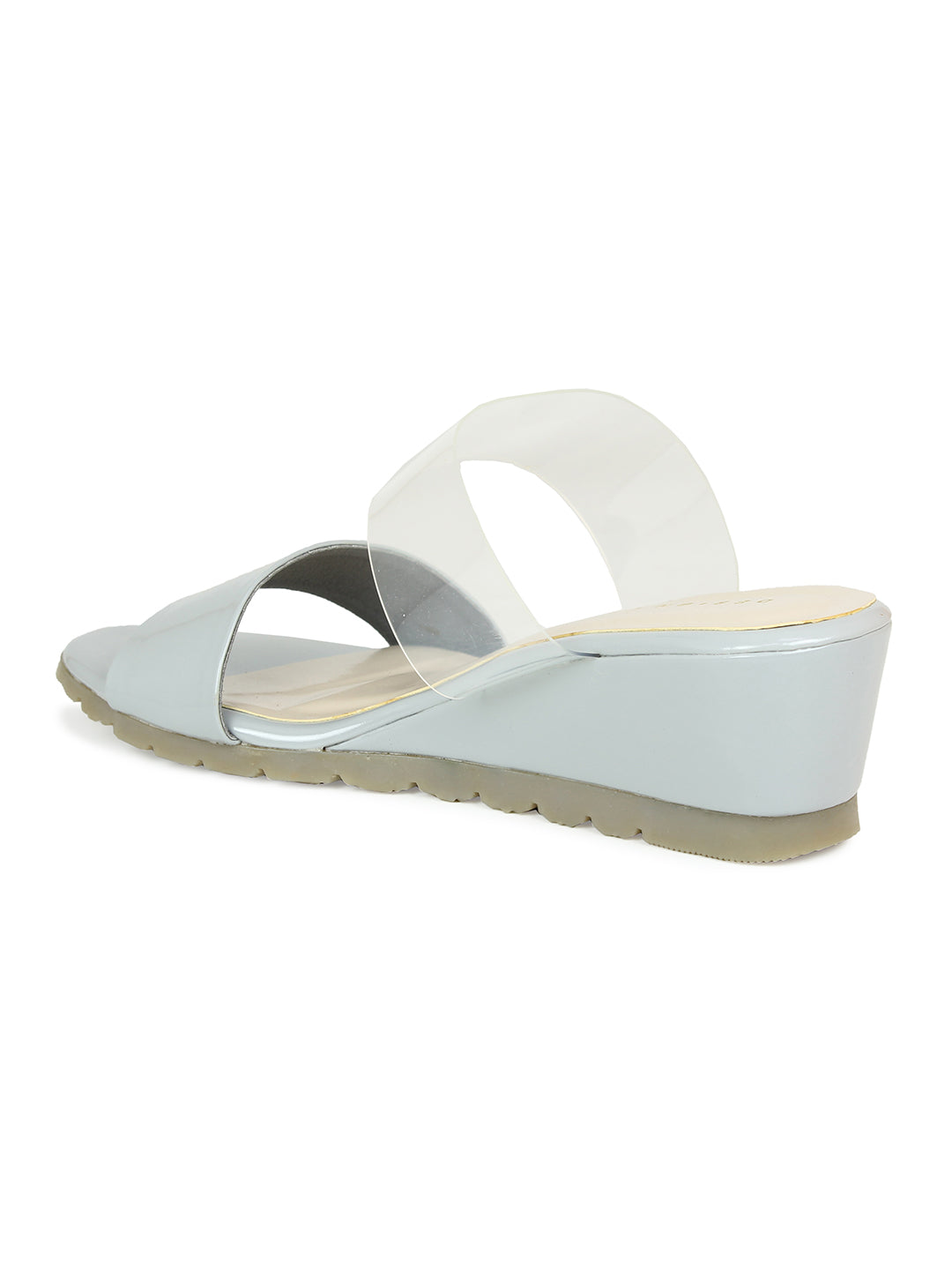 Translucent Strap Wedge Slide Sandal