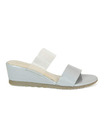 Translucent Strap Wedge Slide Sandal